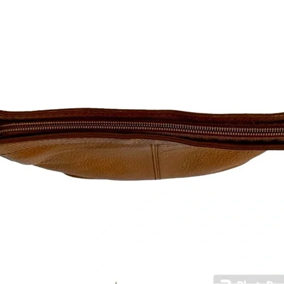 Fossil Cognac Brown Pebbled Leather Crossbody Bag - Picture 11 of 13